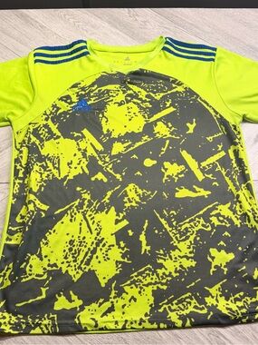 Adidas Neon Green & Gray Short Sleeve Sport Tee - men’s large